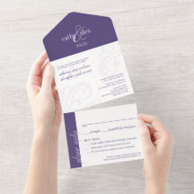 Invitation de mariage élégant, tout-en-un violet