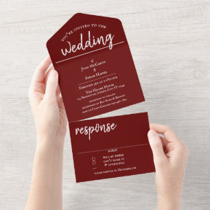 Tout En Un Invitation de mariage Maroon All in One