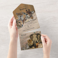 Invitation de mariage Safari Faune tout-en-un