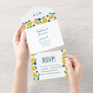 Tout En Un Invitation de mariage tout-en-un au citron dessiné