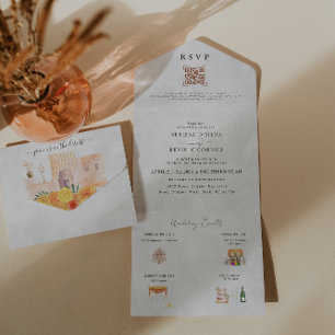 Tout En Un Invitation de mariage tout-en-un   Désert Boho Cac