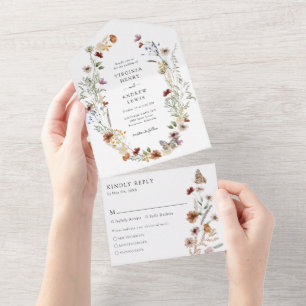Tout En Un Invitation de mariage tout-en-un Wildflower