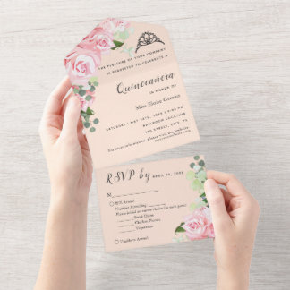 Tout En Un Invitation d'événement pliable triple Péché Floral