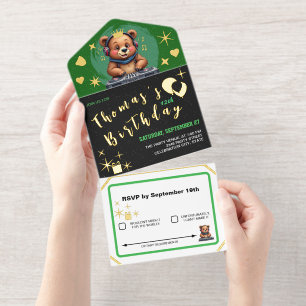 Tout En Un Invitation DJ Grizzly Bear, Musique Jungle / Anniversaire