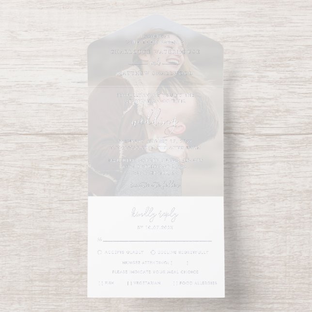 Tout En Un Invitation Élégant Mariage de script photo (Intérieur)