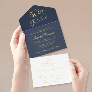 Tout En Un Invitation Elégante 50 Et Fabulous Blue 50th Birthday Party