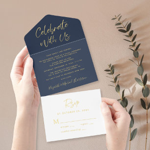 Tout En Un Invitation Fêtez Avec Nous La Réception De Mariage Bleu