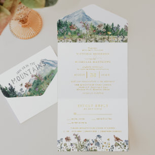 Tout En Un Invitation Fleur sauvage de montagne rustique   Mariage Boho
