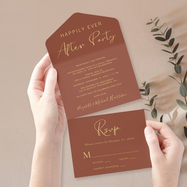 Tout En Un Invitation Heureusement Jamais Après La Réception De Mariage  (Créateur téléchargé)