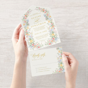 Tout En Un Invitation Mariage Floral de Jardin Orné de Pastel Doux de Pr