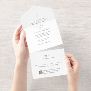 Tout En Un Invitation Mariage Moderne Monogramme Élégant