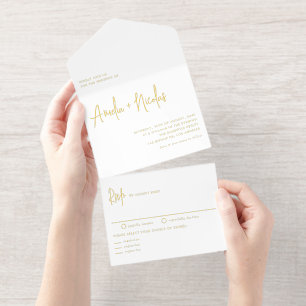 Tout En Un Invitation Mariage Typographie Moderne Écriture Manuscrite No