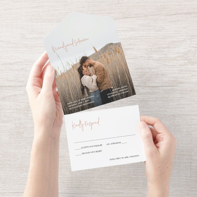 Tout En Un Invitation Modern Elegant Photo Wedding (Détachable)