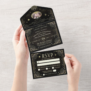 Tout En Un Invitation photo Halloween Tarot "Ensemble avec" M