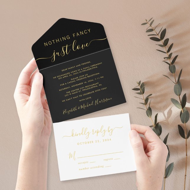 Tout En Un Invitation Rien De Fancy Just Love Mariage Réception (Créateur téléchargé)