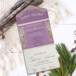 Tout En Un Invitation Ruban et Dentelle Gettin' Hitched - Lavande