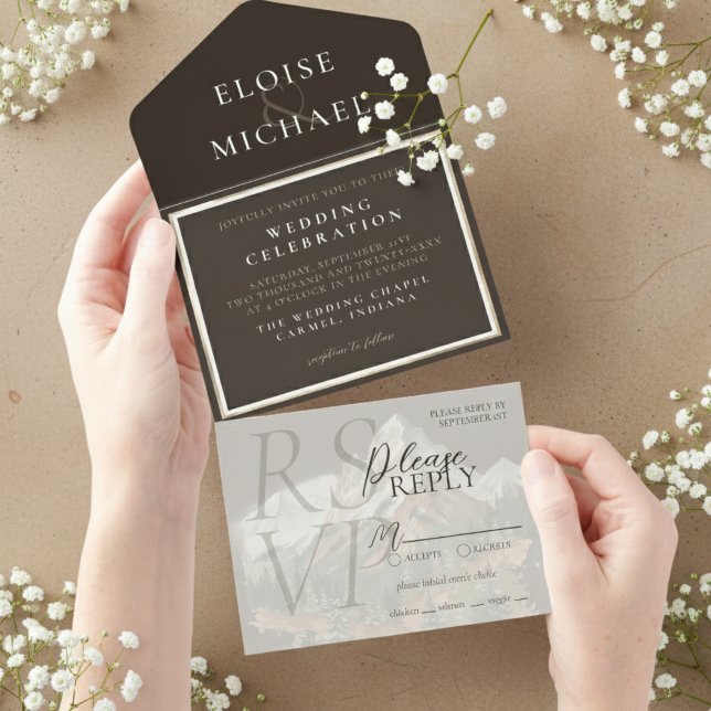 Tout En Un Invitation Rustic Copper Brown Wedding (Rustic Copper Brown Wedding All In One Invitation)