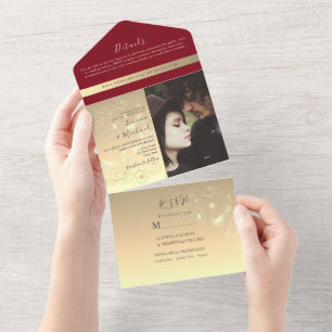 Tout En Un Invitation Tout-en-un Photo Rouge Moderne