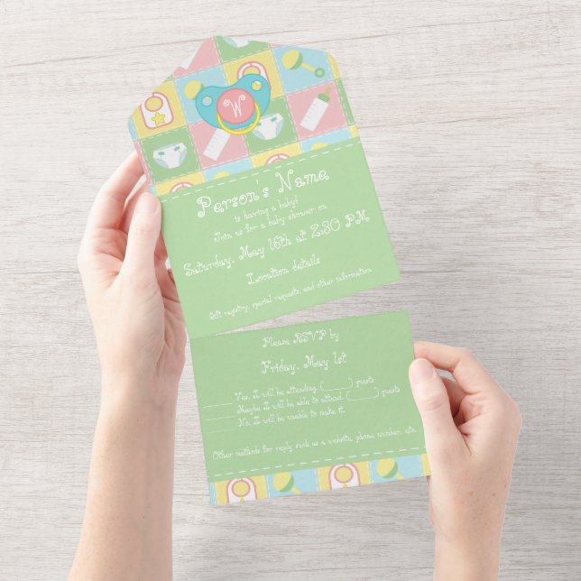 Tout En Un Invitation tout-en-un pour bébé (Déchirure)