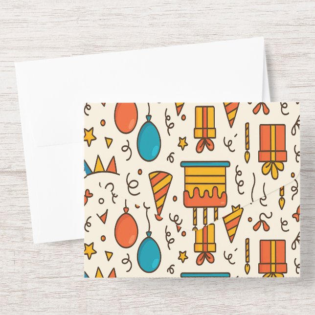 Tout En Un Invitation Vibrant Birthday Party Seamless Pattern (Enveloppe)