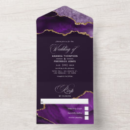 Tout En Un Mariage d'âge violet et or sur invitation
