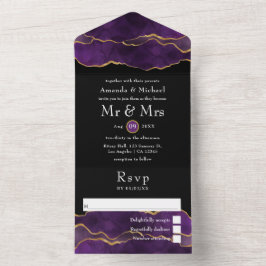 Tout En Un Mariage d'âge violet et or sur invitation