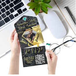 Tout En Un Mariage noir Diamond Or moderne Invitation