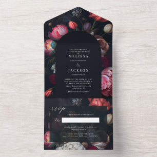 Tout En Un Moody Peony Floral Mariage Arch Invitation