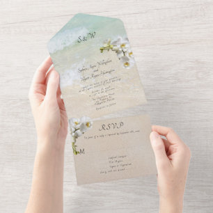 Tout En Un Orchids Beach Scene Mariage All-in-one Invitation