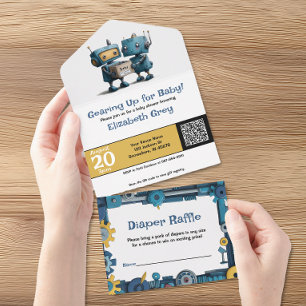 Tout En Un Préparatifs pour Bébé – Invitation Robot pour une