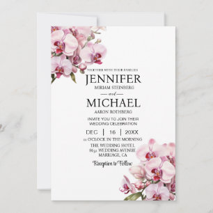 Tout en un rose Orchidées Invitations de mariage