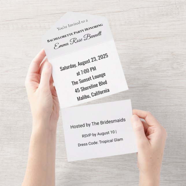 Tout En Un Tropical Bachelorette All In One Invitation (Déchirure)