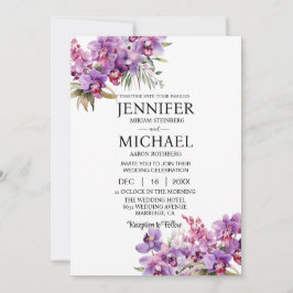 Tout en un violet Orchidées Invitations de mariage
