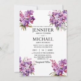 Tout en un violet Orchidées Invitations de mariage