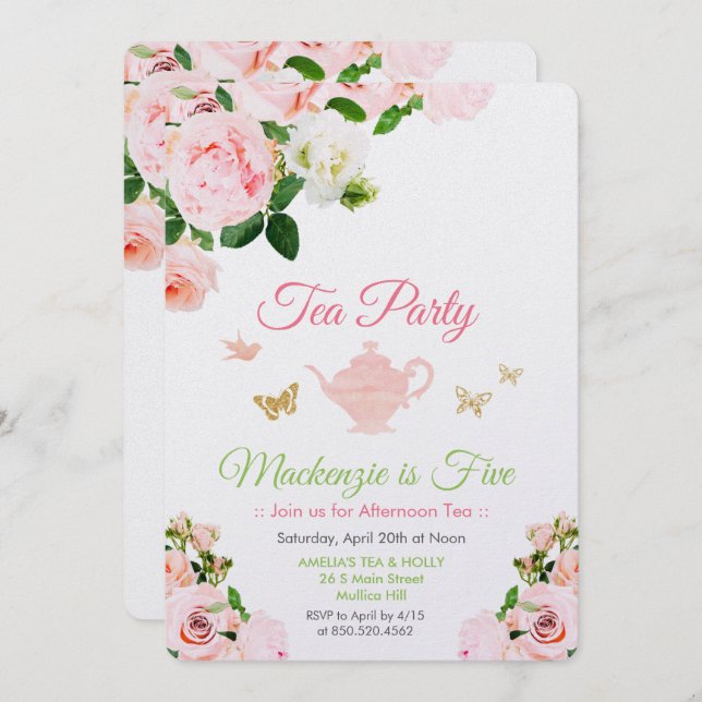 TOUT ÉVÉNEMENT - Floral Tea Party Invitation (Devant / Derrière)