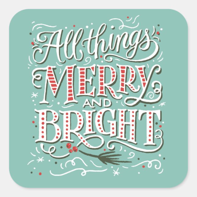 Tout Joyeux et brillant Sticker de Noël (Devant)
