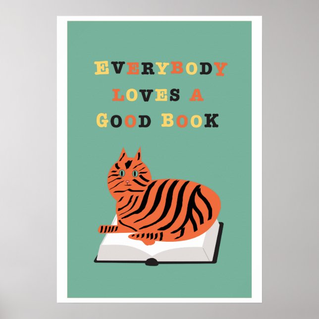 Tout le monde aime un bon livre Poster avec chat (Devant)