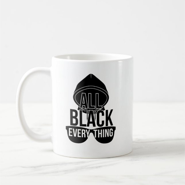 Tout Noir Tout Mug - Conception Minimaliste Drôle (Gauche)