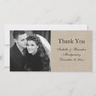 Tout simplement parfait Burlap Merci Carte photo