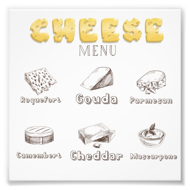 Tout sur les types de fromage Menu Photo Imprimer (Devant)