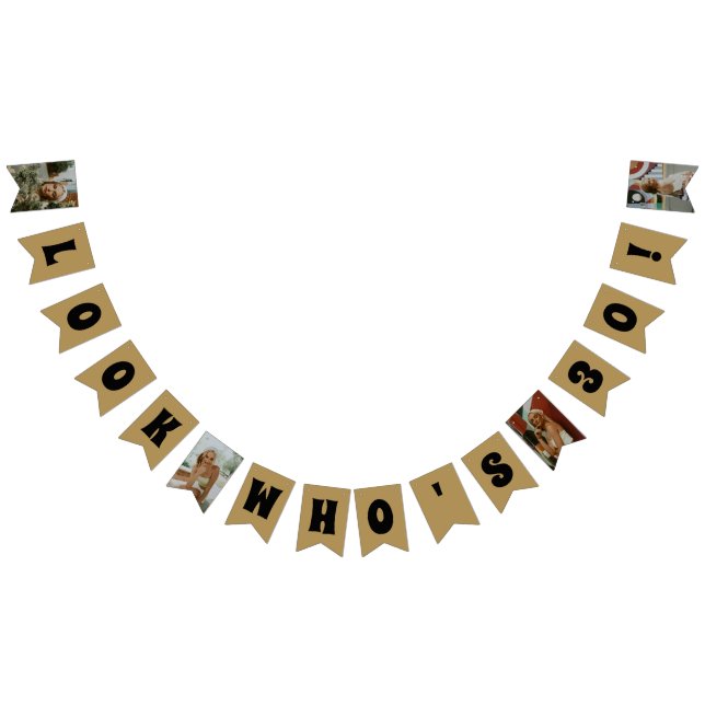 TOUTE AGE Gold Custom Photo Anniversaire Drapeaux  (Tout)