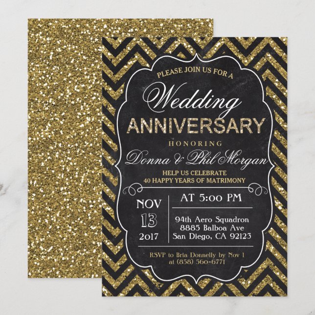 TOUTE ANNÉE - Invitation d'anniversaire de mariage (Devant / Derrière)