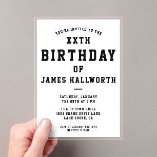 TOUTE Cool Âge Invitation Anniversaire Noir et b