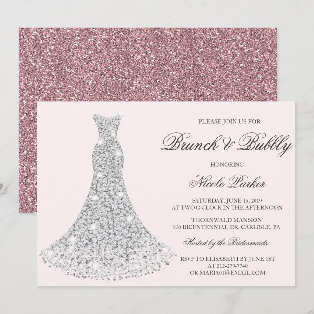 TOUTE COULEUR - Brunch & Bubbly Gown Invitation (Devant / Derrière)