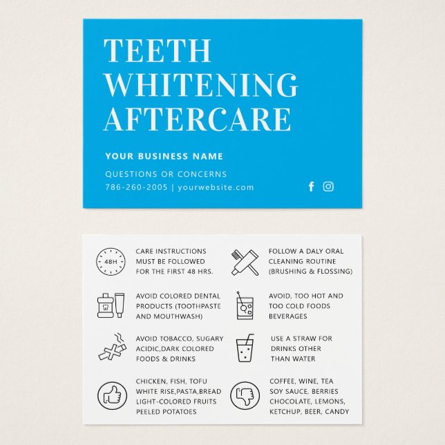 Toute couleur Dents blanchissant les instructions  (Devant & derrière)