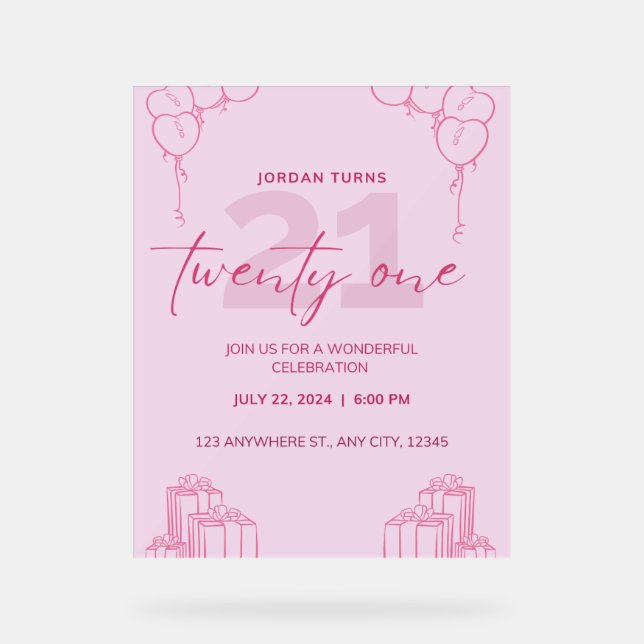 Toute Invitation d'anniversaire rose (Recto)