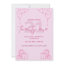 Toute Invitation d'anniversaire rose