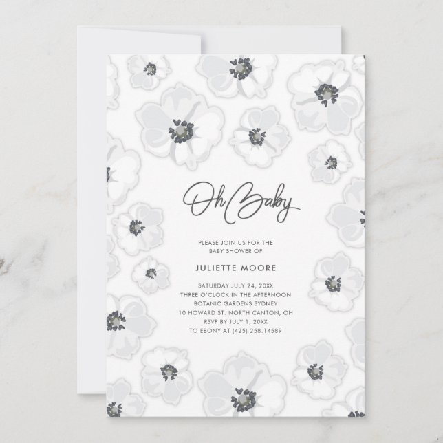 Toutes les invitations au Baby shower blanc (Devant)