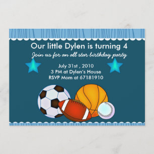 Toutes les Sports Star Invitation fête d'anniversa