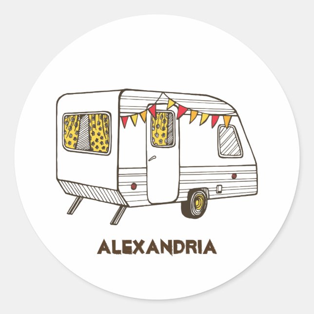 Tow Behind Caravan Camper Personalisiert Stickers (Vorderseite)